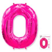 F 40 Цифра «0» фуксия в упаковке / Zero / 1 шт /, Фольгированный шар (Испания)