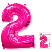 F 40 Цифра «2» фуксия в упаковке / Two / 1 шт /, Фольгированный шар (Испания)
