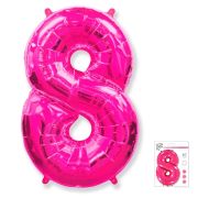 F 40 Цифра «8» фуксия в упаковке / Eight / 1 шт /, Фольгированный шар (Испания)