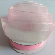 Лента органза на катушке, 25мм*25ярд, жемчужно-розовый (5 шт/упак)