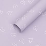 Пленка матовая двусторонняя Нежные сердца 58см*10м Сиреневая 034 (70 micro) т.м.30