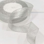 Лента Парча с блеском 2,5см*25ярд Серебряный 1/5 1/300