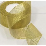 Лента Парча с блеском 2,5см*25ярд Золотой 1/5 1/300