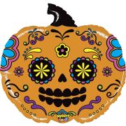 G Шар (23''/58 см) Фигура, Тыква Калавера, Оранжевый, 1 шт.