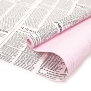 Упаковочная бумага крафт «Газета», Белый/Розовый, двухсторонняя, 0,7*10 м