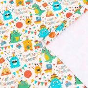 Бумага глянцевая Динозаврики 70*100см 1лист