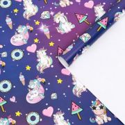 Бумага упаковочная глянцевая Единорог в космосе 70*100 см 10 листов