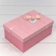 Коробка Прямоугольная  19*12*6,6 см, с бантом «For You» Розовый