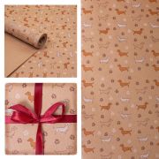 А Бумага крафт с рисунком «Таксы» (3 цвета) 70см 400гр