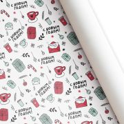 Бумага подарочная «С Новым годом! Новогоднее настроение» лист 60 см*87,5 см / 10 шт. / (РОССИЯ)