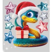 Наклейки Новогодняя змейка и цветные звездочки, 32,6*33,9 см, 1 шт.