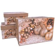 Коробка Прямоугольник Ёлочные игрушки, Шампань 15,5*10,5*7  см  1 шт.