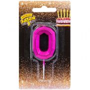 Свеча цифра Диамант Маджента №0 4,5см ЕУТ