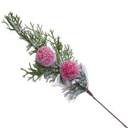 Ветка еловая заснеженная с ягодами  40см