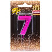 Свеча цифра Диамант Маджента №7 4,5см/V