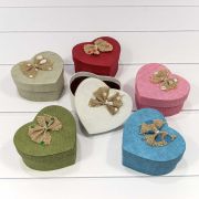 Коробка «Сердце» 11*9,5*5,5 с льняным бантиком (микс) 1/6 1/192