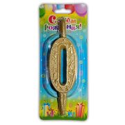 Свеча тортовая цифра «Золото» 0 /1 шт/ (РОССИЯ)