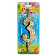 Свеча тортовая цифра «Золото» 3 /1 шт/ (РОССИЯ)