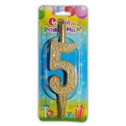 Свеча тортовая цифра «Золото» 5 /1 шт/ (РОССИЯ)