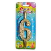 Свеча тортовая цифра «Золото» 6 /1 шт/ (РОССИЯ)