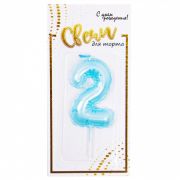 А Свеча цифра Воздушный шарик Голубой №2 5,8 см