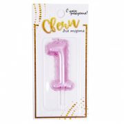 А Свеча цифра Воздушный шарик Розовый №1 5,8 см