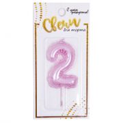 А Свеча цифра Воздушный шарик Розовый №2 5,8 см