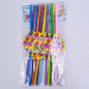 Трубочки для коктейля с карточкой С ДР свечи 12шт