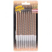 Свечи для торта Розовое Золото с подставкой 10см 10штG