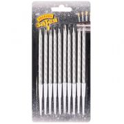 Свечи для торта Серебро с подставкой 10см 10штG