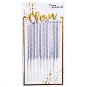 А Свечи тортовые Серебро 10шт 9.5см