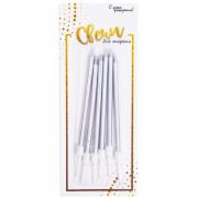 А Свечи тортовые классические Металл Античное Серебро с держателями 10см 6шт