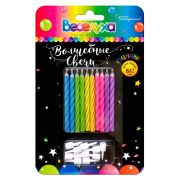 Свечи тортовые «Волшебные незадуваемые» Разноцветный неон (Ассорти) с держателями / 10 шт., 6 см / (