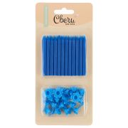 Свечи Синий, 0,55*6 + 1 см, 24 шт. с держат.