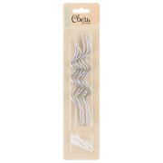 Свечи Коктейльные, Тонкие спирали, Серебро, Металлик, 0,3*14,5 см, 6 шт. с держат.