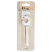 Свеча Цифра, 5 Сладкое конфетти, на шпажке, Белый, 5 + 7 см, 1 шт. с держат.