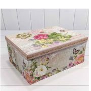 Коробка Прямоугольная 21*15*8,5 см «Шиповник и бабочка»