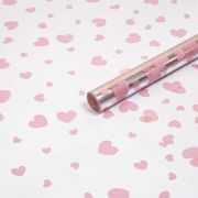 А Пленка прозрачная с рисунком «Сердечки разные» Нежно-розовый 70см 200гр