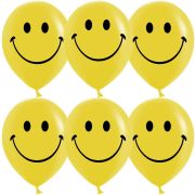 Шар (12''/30 см) Смайл, Желтый, пастель, 2 ст, 25 шт.