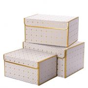 Коробка «Прямоугольник» 23*16*12см. Геометрия Золото на белом