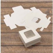 Коробка Квадратная 10*10*5 сборная с окошком Белый