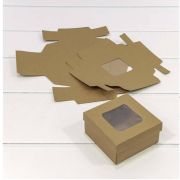 Коробка Квадратная 10*10*5 сборная с окошком Крафт