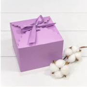 Коробка Квадратная 14*14*10 сборная с атласной лентой Сиреневый 1/20 1/500