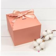 Коробка Квадратная 14*14*10 сборная с атласной лентой Тёмно-пудровый 1/20 1/500