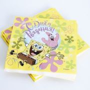 Салфетки, Губка Боб, С Днем Рождения!, Желтый, 33*33 см, 20 шт.