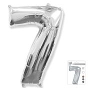 F 40 Цифра «7» серебро в упаковке / Seven / 1 шт /, Фольгированный шар (Испания)