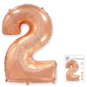 F 40 Цифра «2» розовое золото в упаковке / Two / 1 шт /, Фольгированный шар (Испания)