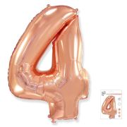 F 40 Цифра «4» розовое золото в упаковке / Four / 1 шт /, Фольгированный шар (Испания)