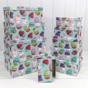 Коробка «Прямоугольная» 22,5*15,8*9,5см Пирожные на голубом фоне