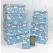 Коробка «Прямоугольная» 28*21*12,3см Единороги на голубом